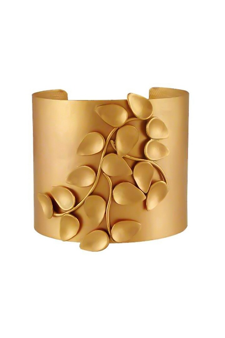 Gold Finish Twig & Leaf Cuff by Suhani Pittie at Pernia's Pop Up Shop