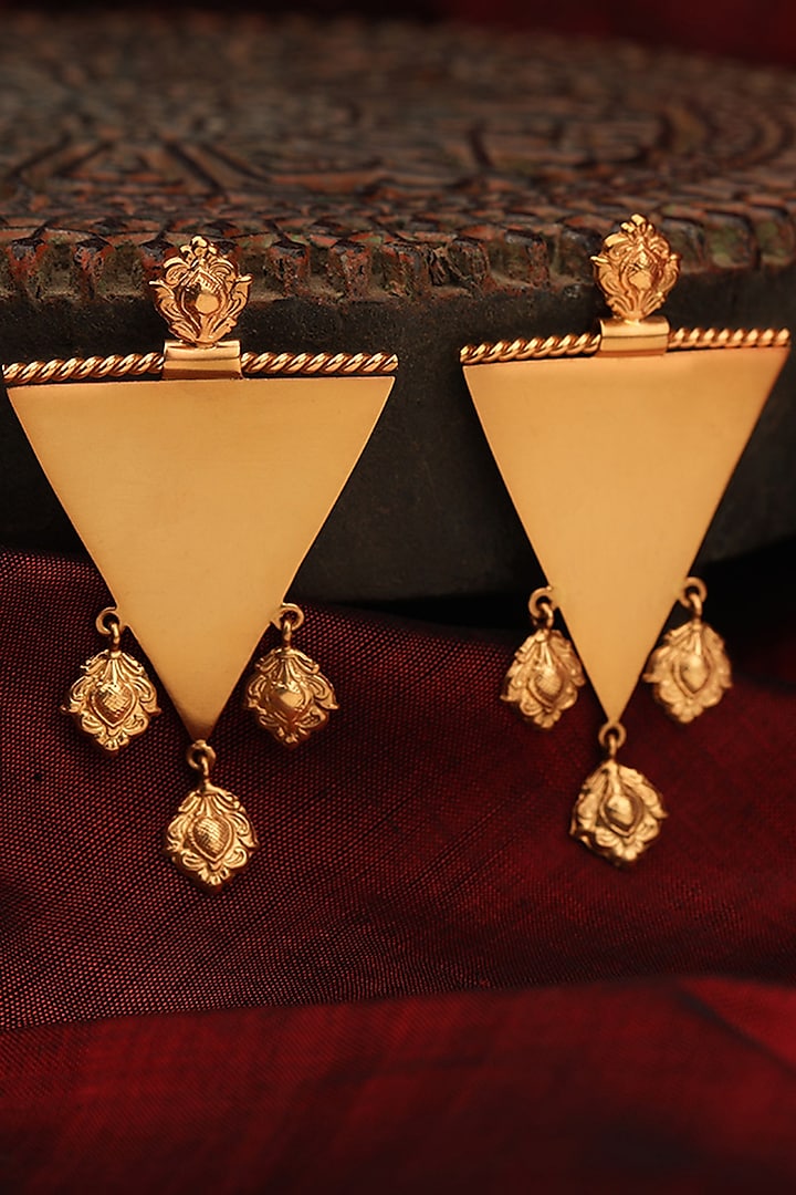 Gold Finish Dangler Earrings by Suhani Pittie