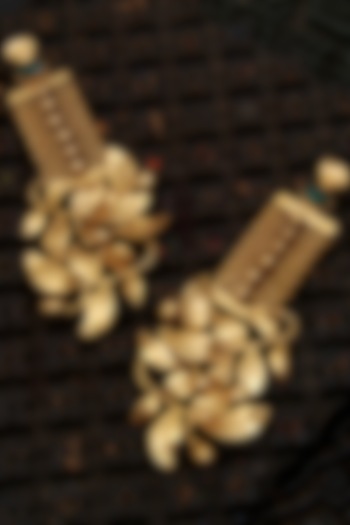 Gold Finish Crystal Mesh Dangler Earrings by Suhani Pittie at Pernia's Pop Up Shop