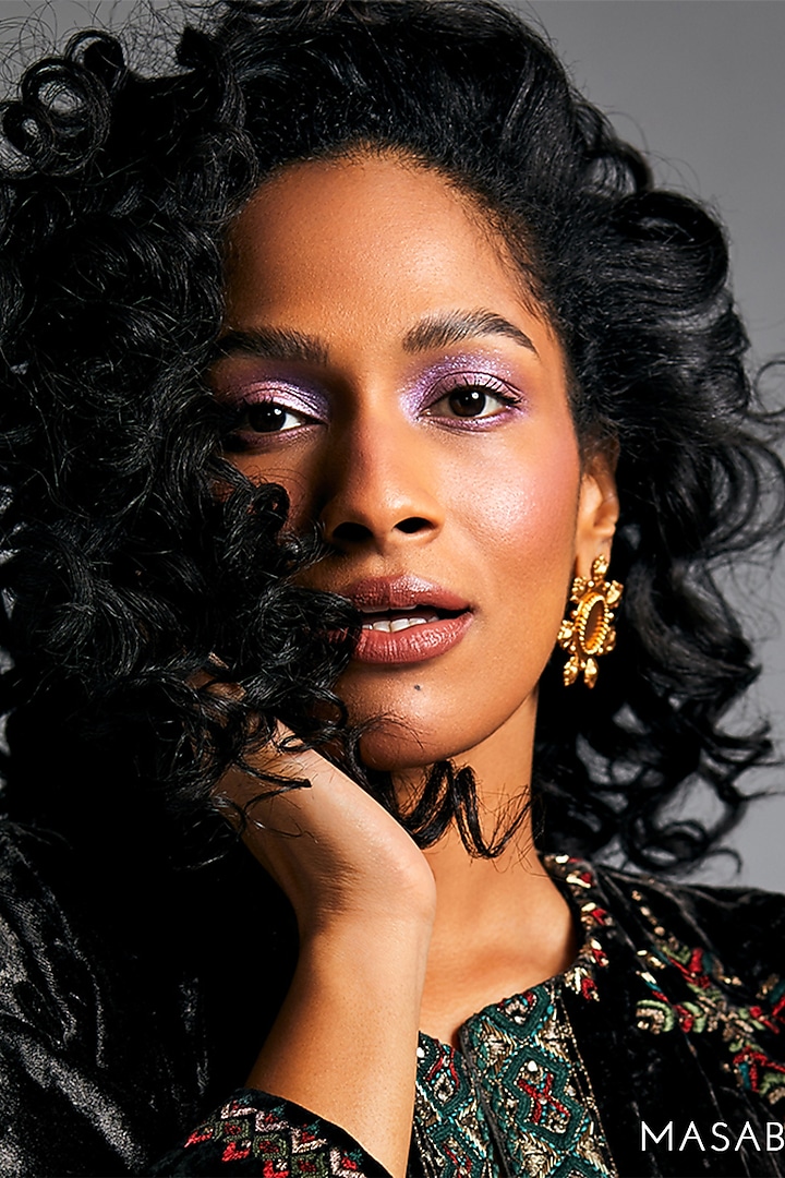 Gold Plated Diamond Floral Round Earrings by Suhani Pittie at Pernia's Pop Up Shop