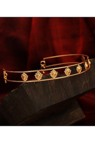 Gold Finish Floral Choker Necklace by Suhani Pittie