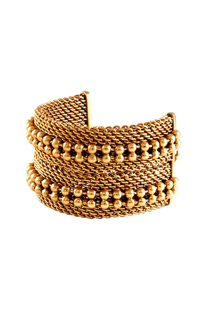 Gold Plated Mesh Cuff by Suhani Pittie at Pernia's Pop Up Shop