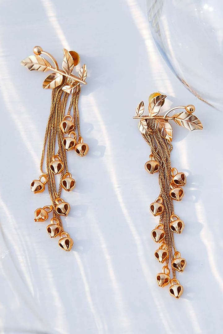 Gold Plated Tassel Chain Earrings by Suhani Pittie at Pernia's Pop Up Shop