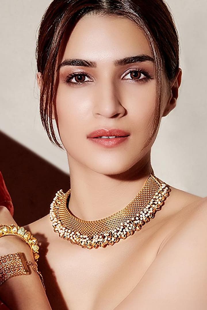 Gold Finish Pearl Choker Necklace by Suhani Pittie at Pernia's Pop Up Shop