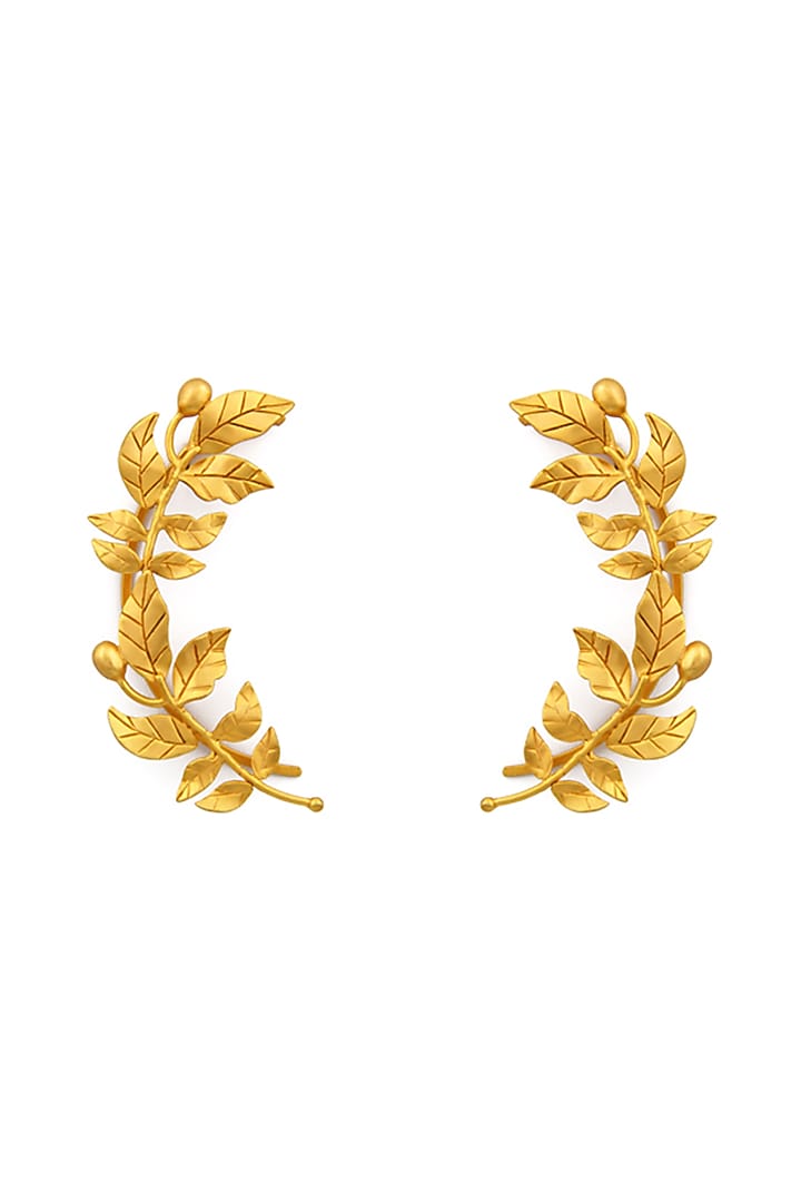 Gold Finish Rose Vine Earcuffs by Suhani Pittie at Pernia's Pop Up Shop