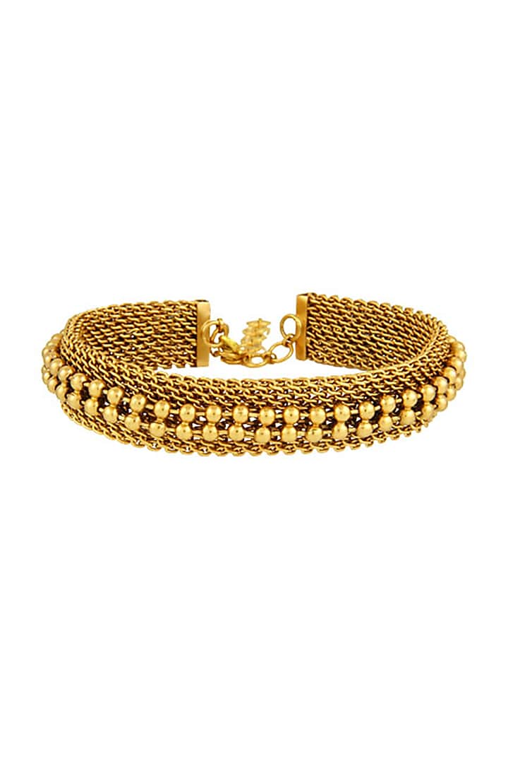 Gold Finish Ball & Chain Choker Necklace by Suhani Pittie at Pernia's Pop Up Shop