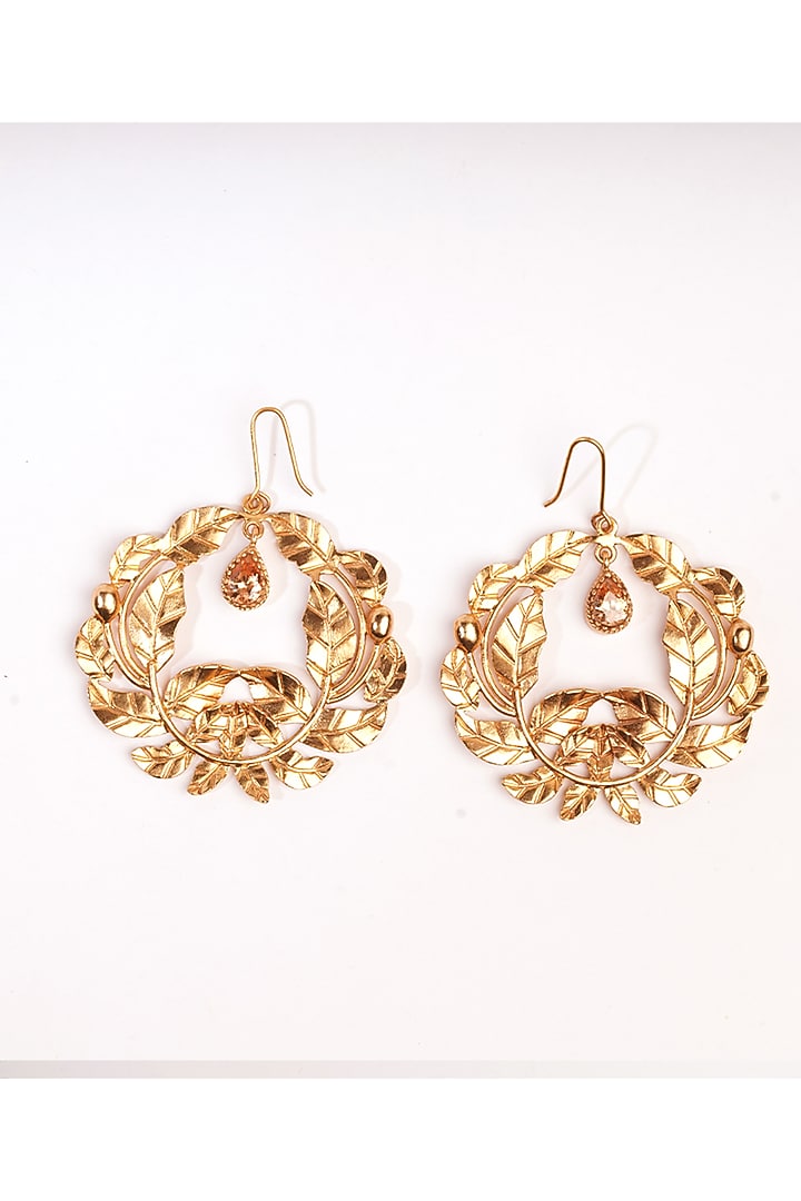 Gold Finish Drop Earrings by Suhani Pittie at Pernia's Pop Up Shop