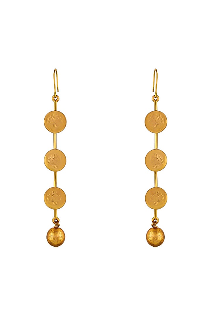 Gold Plated Coin Temple Dangler Earrings by Suhani Pittie at Pernia's Pop Up Shop