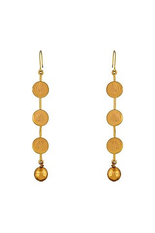 Gold Plated Coin Temple Dangler Earrings by Suhani Pittie