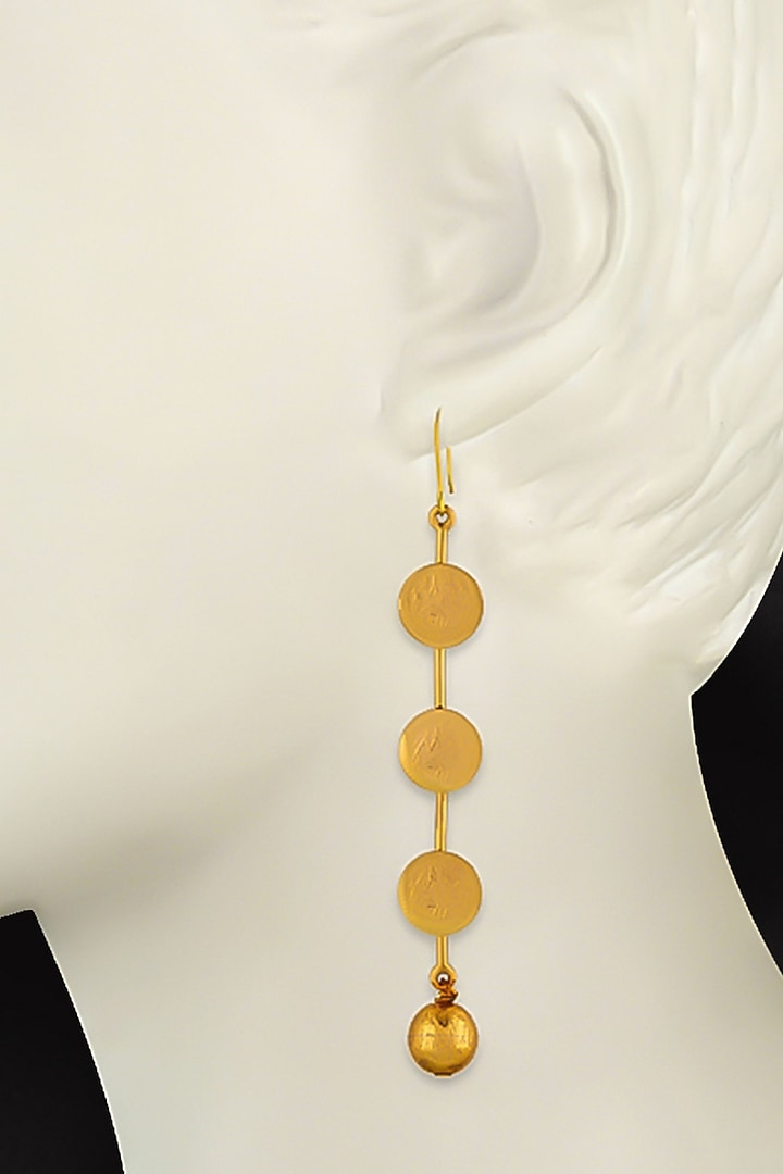 Gold Plated Coin Temple Dangler Earrings by Suhani Pittie at Pernia's Pop Up Shop