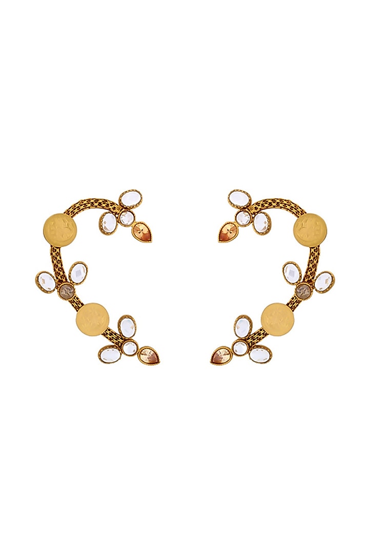 Gold Plated Crystal & Coin Earcuffs by Suhani Pittie at Pernia's Pop Up Shop