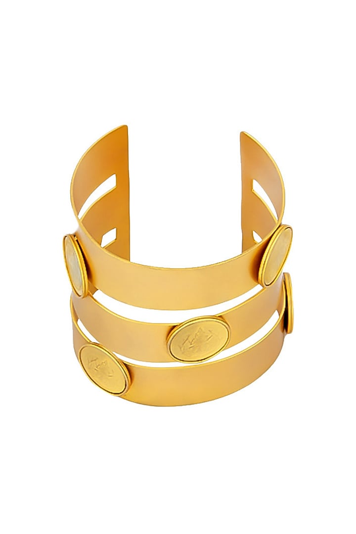 Gold Plated Coin Temple Handcuff by Suhani Pittie at Pernia's Pop Up Shop