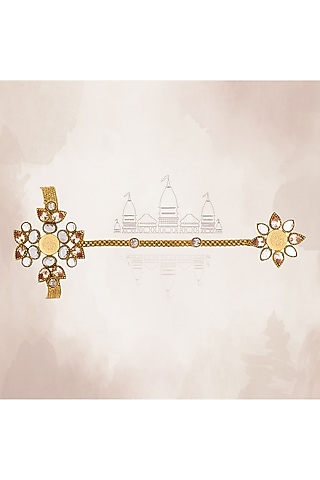 Gold Plated Coin & Crystal Temple Hathphool by Suhani Pittie