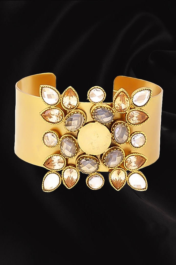 Gold Plated Crystal Temple Handcuff by Suhani Pittie at Pernia's Pop Up Shop