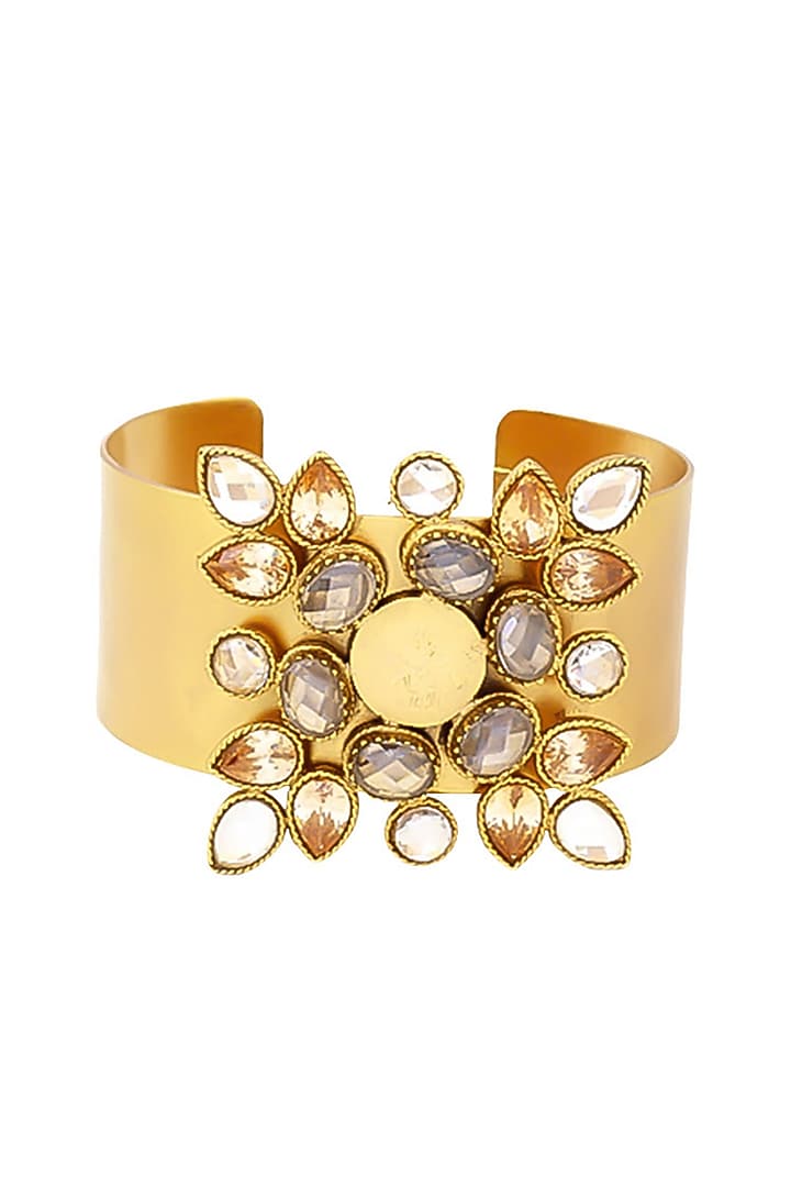 Gold Plated Crystal Temple Handcuff by Suhani Pittie at Pernia's Pop Up Shop