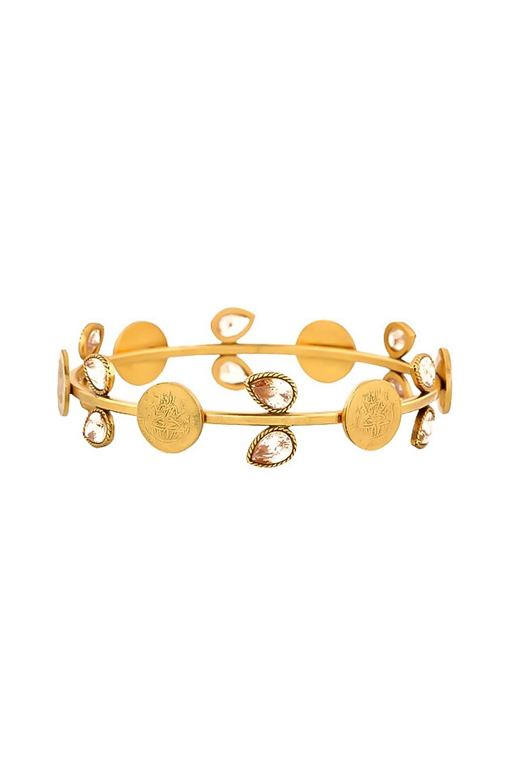 Gold Plated Coin & Crystal Temple Bangle by Suhani Pittie at Pernia's Pop Up Shop