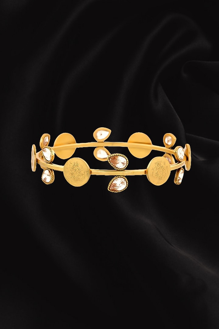 Gold Plated Coin & Crystal Temple Bangle by Suhani Pittie at Pernia's Pop Up Shop
