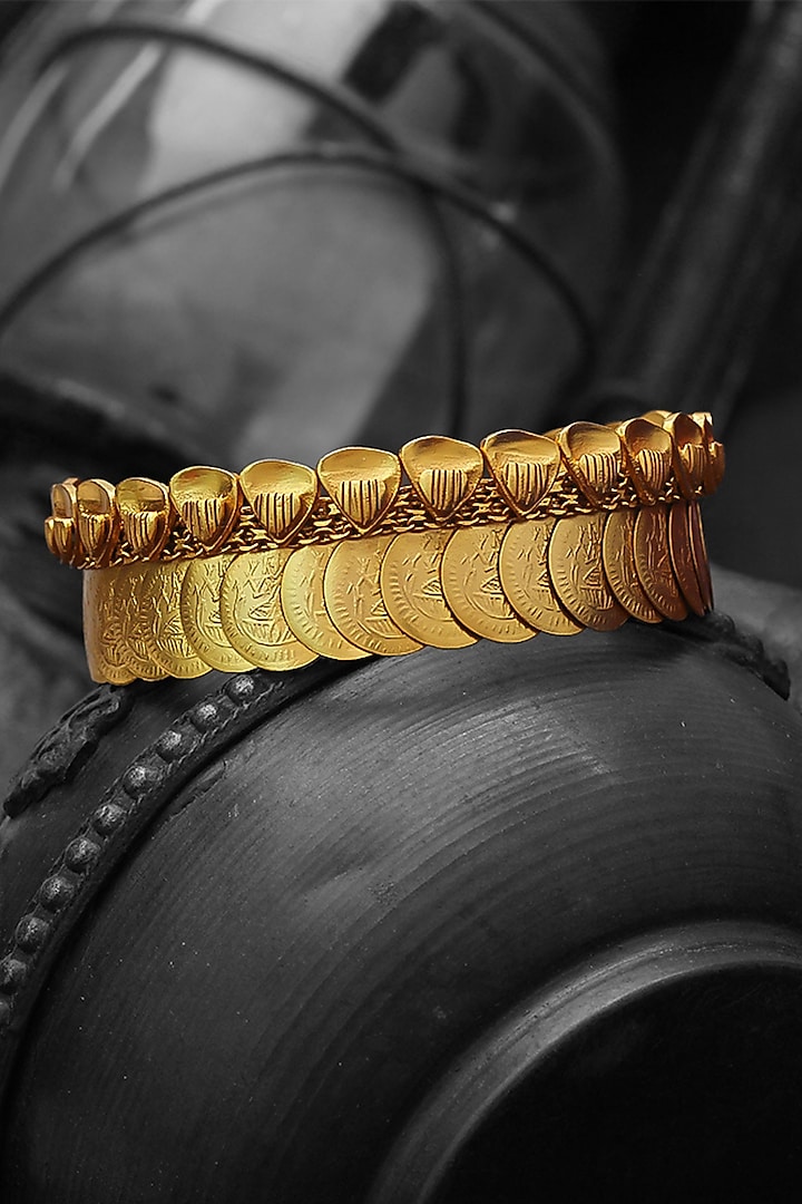 Gold Plated Coin Layered Temple Handcuff by Suhani Pittie