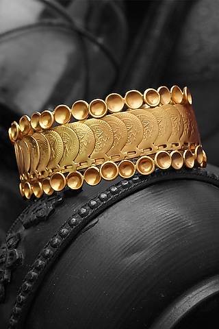 Gold Plated Coin Layered Temple Handcuff by Suhani Pittie