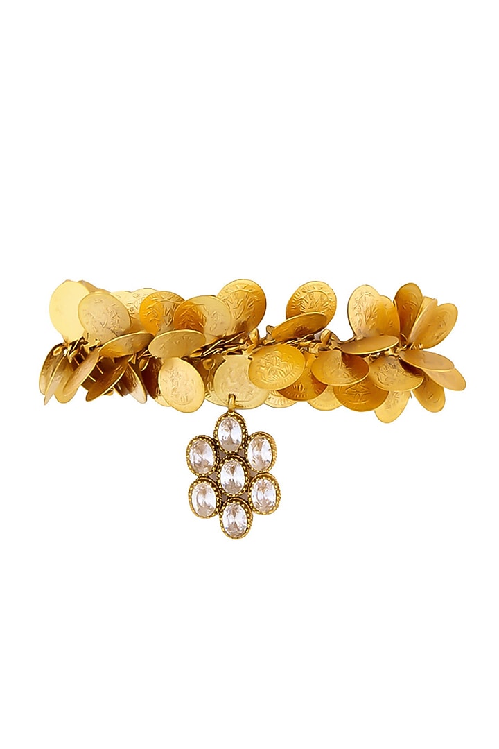 Gold Plated Coin & Crystal Charm Temple Bracelet by Suhani Pittie at Pernia's Pop Up Shop