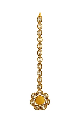 Gold Plated Coin & Crystal Temple Maangtikka by Suhani Pittie