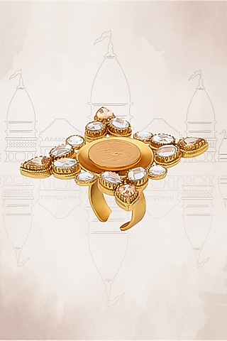 Gold Plated Coin & Crystal Temple Ring by Suhani Pittie
