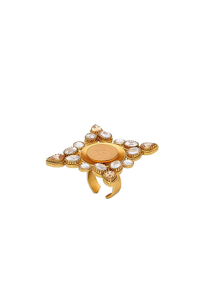 Gold Plated Coin & Crystal Temple Ring by Suhani Pittie at Pernia's Pop Up Shop
