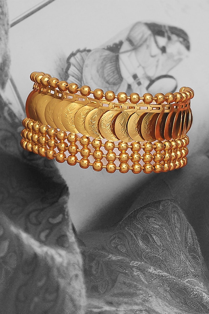 Gold Plated Overlay Coin Temple Handcuff by Suhani Pittie