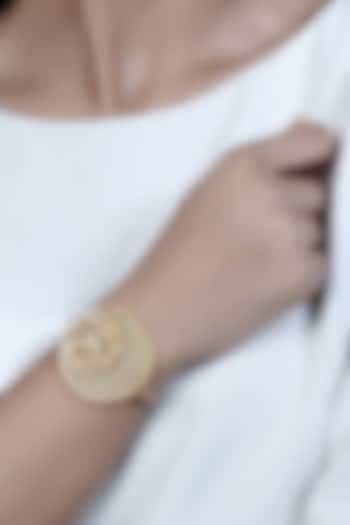 Gold Plated Yellow Acrylic Work Cuffs (Set Of 2) by Suhani Pittie at Pernia's Pop Up Shop