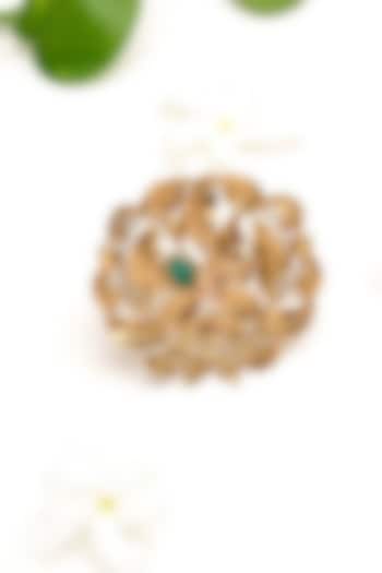 Gold Plated Green Crystal Ring by Suhani Pittie at Pernia's Pop Up Shop