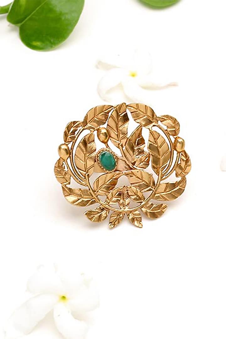 Gold Plated Green Crystal Ring by Suhani Pittie at Pernia's Pop Up Shop