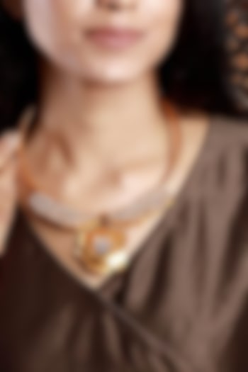 Gold Plated Pearl & Buttercup Motif Collar Necklace by Suhani Pittie at Pernia's Pop Up Shop