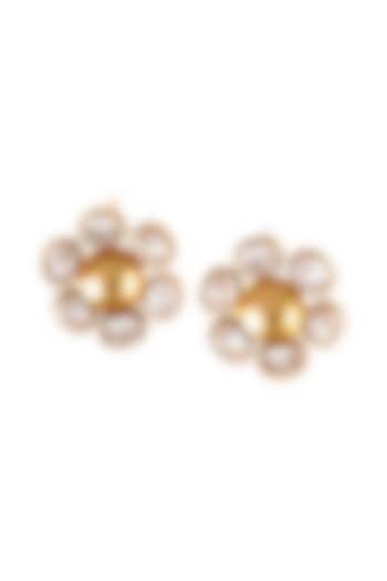 Gold Plated Uncut Round Stud Earrings by Suhani Pittie at Pernia's Pop Up Shop