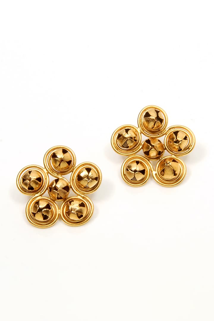 Gold Plated Ghungroo Floral Earrings by Suhani Pittie at Pernia's Pop Up Shop