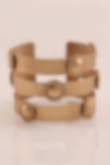 Gold Plated Striped Chakra Alover Hand Cuff by Suhani Pittie at Pernia's Pop Up Shop