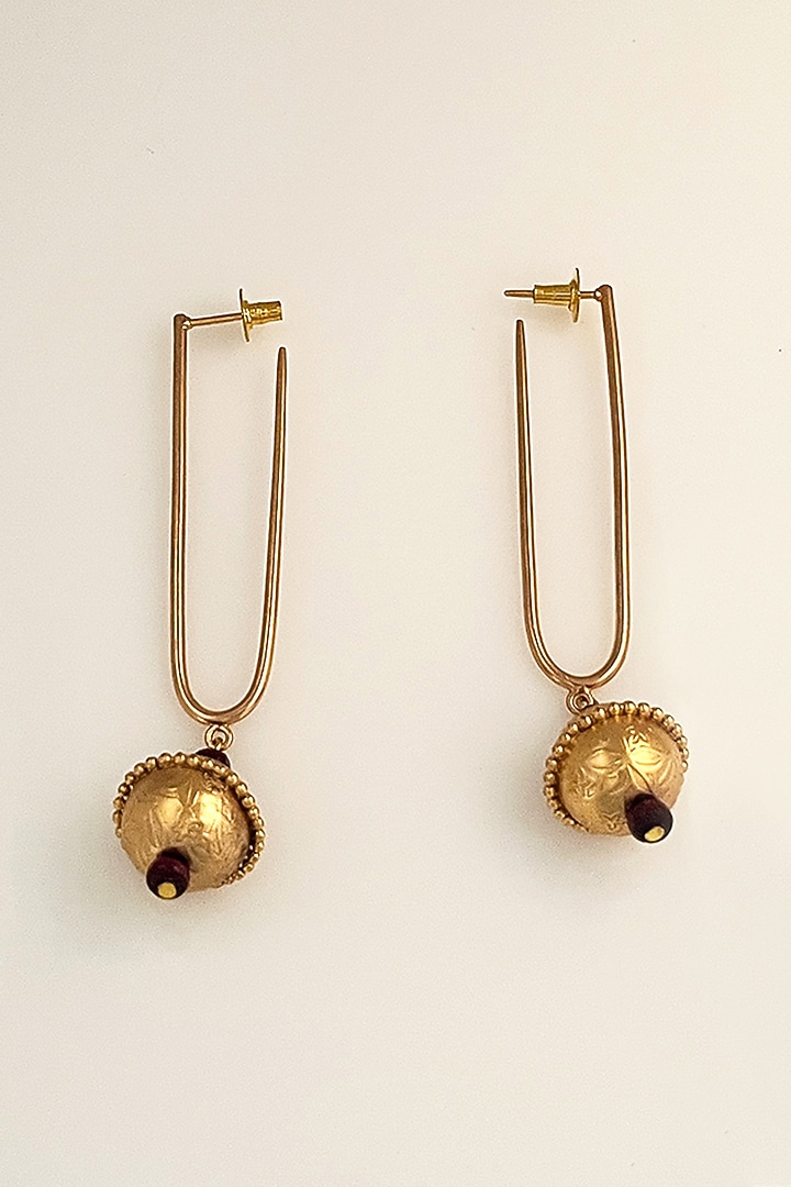Gold Plated Engraved Ball Drop Earrings by Suhani Pittie at Pernia's Pop Up Shop