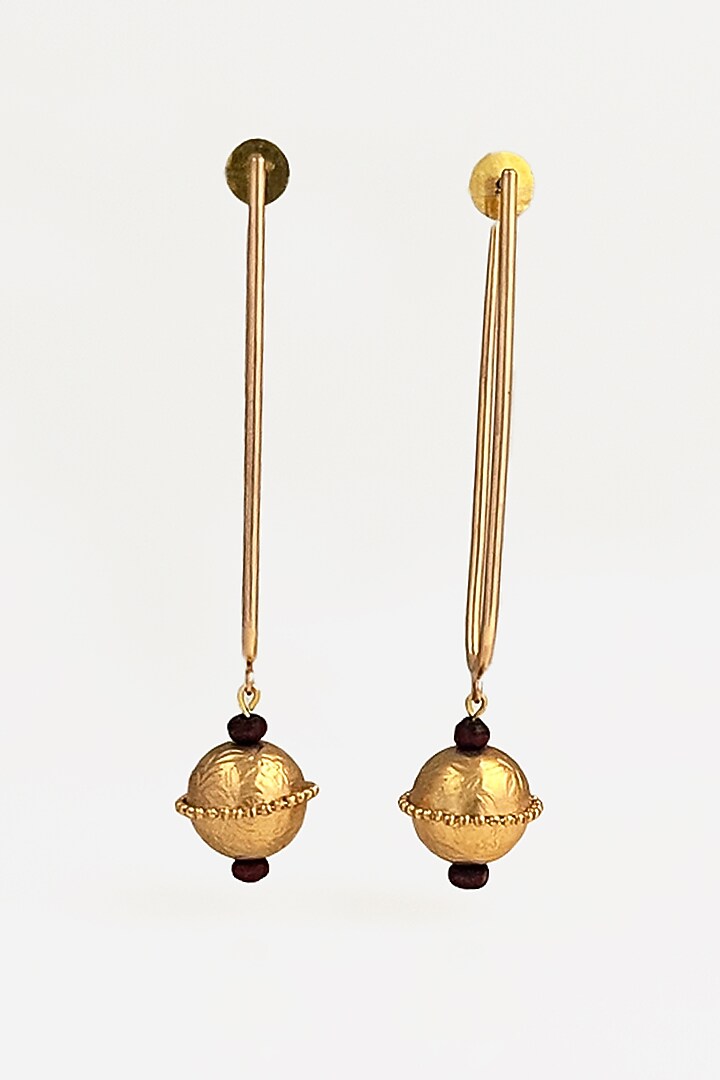 Gold Plated Engraved Ball Drop Earrings by Suhani Pittie at Pernia's Pop Up Shop