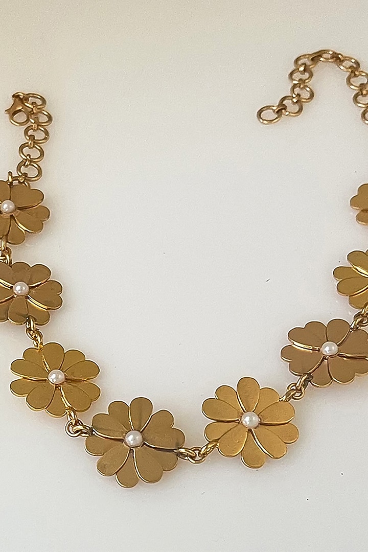Gold Plated Floral Necklace by Suhani Pittie at Pernia's Pop Up Shop