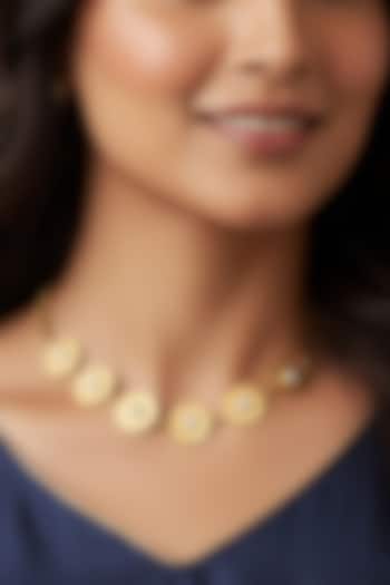 Gold Plated Crystal Disc Necklace by Suhani Pittie at Pernia's Pop Up Shop