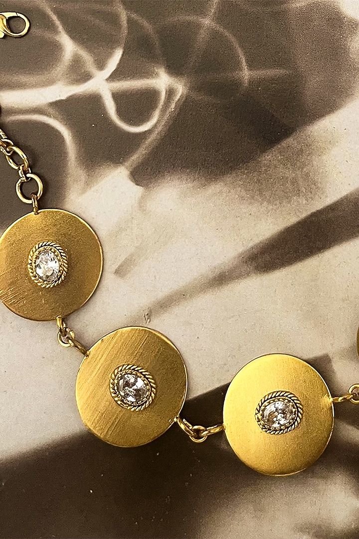 Gold Plated Crystal Disc Necklace by Suhani Pittie at Pernia's Pop Up Shop
