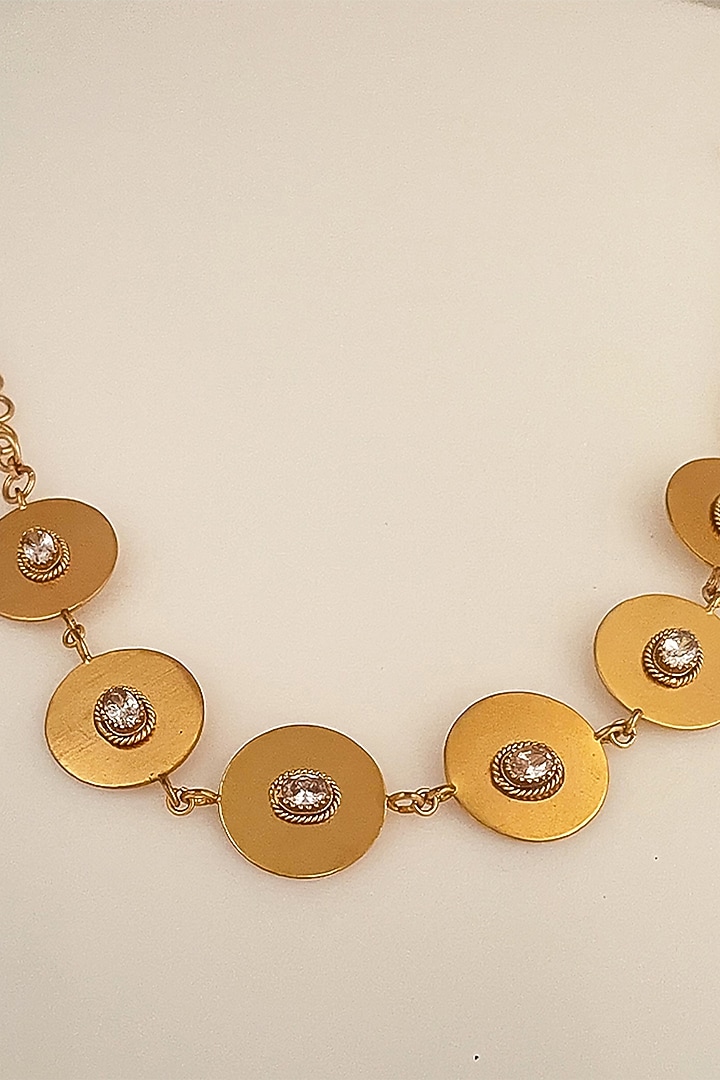 Gold Plated Crystal Disc Necklace by Suhani Pittie at Pernia's Pop Up Shop