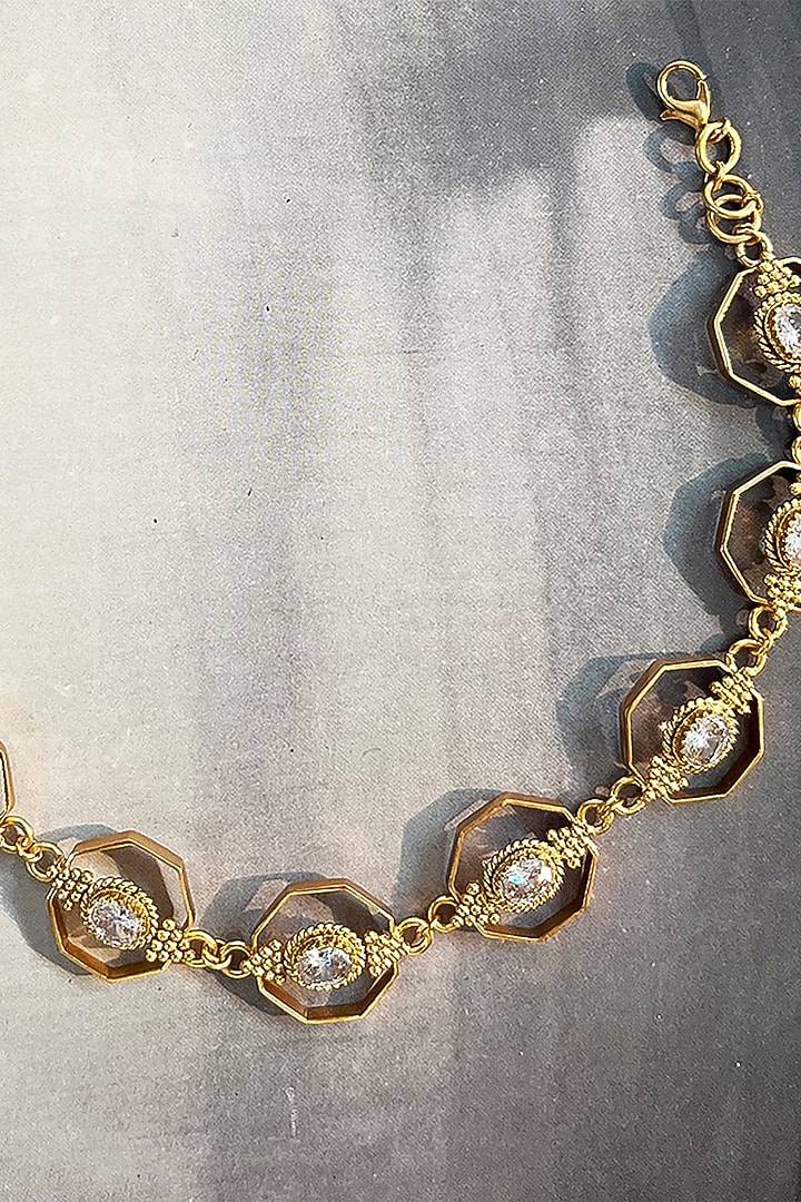 Gold Plated Crystal Octagon Necklace by Suhani Pittie at Pernia's Pop Up Shop