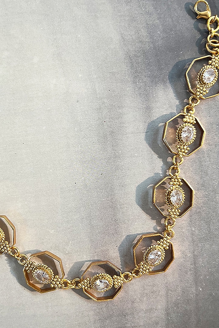 Gold Plated Crystal Octagon Necklace by Suhani Pittie at Pernia's Pop Up Shop