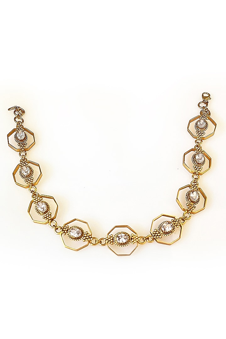 Gold Plated Crystal Octagon Necklace by Suhani Pittie at Pernia's Pop Up Shop