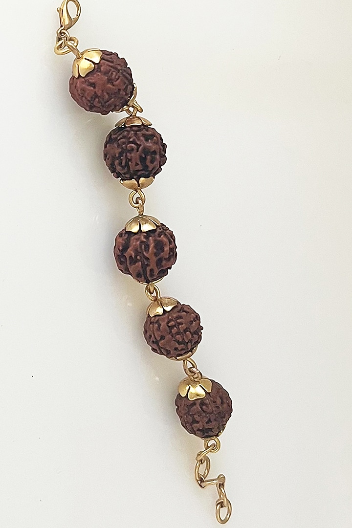 Gold Plated Rudraksha Beaded Handcrafted Bracelet by Suhani Pittie at Pernia's Pop Up Shop