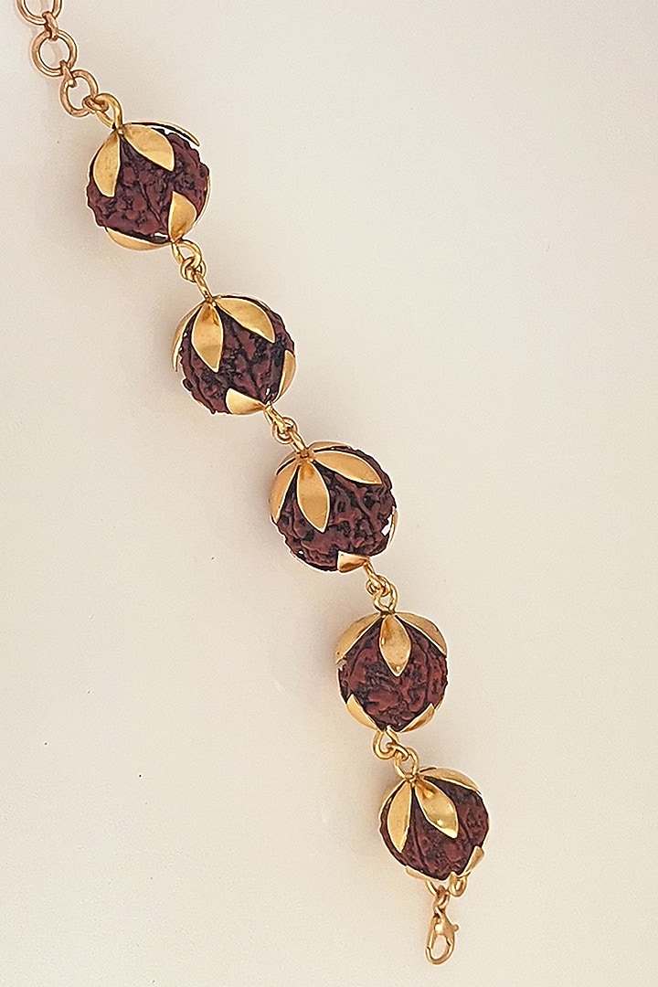 Gold Plated Rudraksha Beaded Handcrafted Bracelet by Suhani Pittie at Pernia's Pop Up Shop