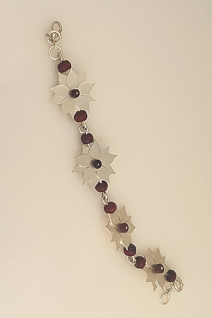 Silver Finish Floral Bracelet by Suhani Pittie at Pernia's Pop Up Shop
