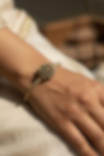 Gold Plated Floral Cuff Bangle by Suhani Pittie at Pernia's Pop Up Shop