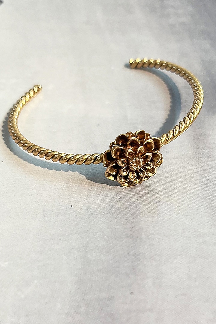 Gold Plated Floral Cuff Bangle by Suhani Pittie at Pernia's Pop Up Shop