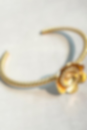 Gold Plated Adjustable Floral Cuff Bangle by Suhani Pittie at Pernia's Pop Up Shop